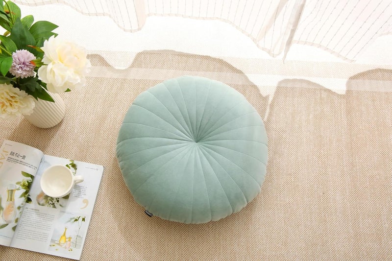 Volple Floor Pillow Meditation Cushion Round Large Floor Pillows Seating for Adults, Velvet Thick Floor Cushions for Yoga Living Room Balcony Outdoor Tatami 18inches（Green） - Image 3